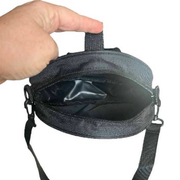 Sunflower Round Canteen Style Crossbody Bag Backpack Black Yellow Orange New - Picture 8 of 12